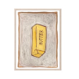 Kitchen Wall Art Minimalist Kitchen Decor Coffee Shop Poster Butter Wall Art Canvas Print 12x16 Inch UnFramed Foodie Gift Oil Painting Style on Cream Yellow & Gray Tones for Farmhouse Home Living Room