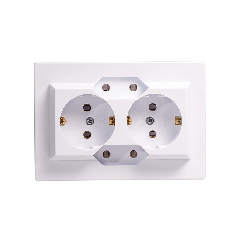 4-Way Flush-Mounted Schuko Sockets, Scutzkontakt Socket, Built-in Socket, IP20 (5403