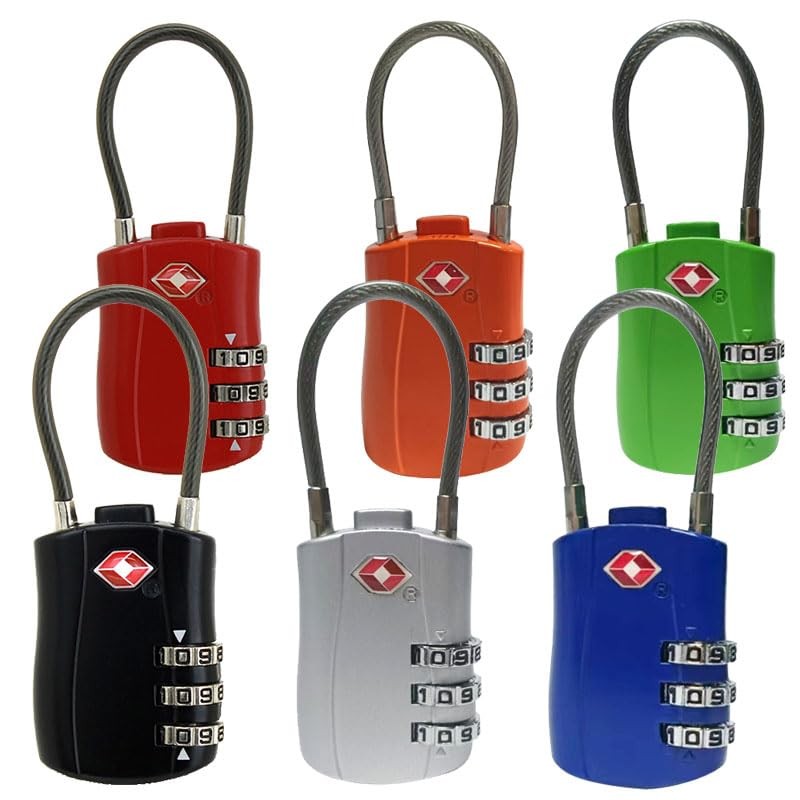 6PACK TSA Approved Luggage Combination Locks,Travel Suitcase Lock with Zinc