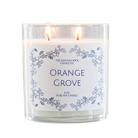 The Dancing Wick Candle Co. Orange Grove Pure Soy Candle, 8 oz, 100% Soy Wax, Double Wick, Grapefruit, Lemon Peel, Mandarin, Coastal Cottage Decor (Orange Grove)