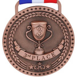 Bronze Medal 3rd Third Place Award Trophy Medal, Antique Bronze