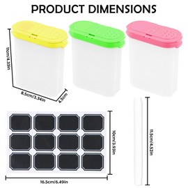 250 ml Food Storage Containers, 3 Pieces Transparent Airtight BPA Free Plastic Jars, Includes 12 Labels & 1 Marker, Ideal for Storing Cereals, Flour, Sugar, and More – Perfect for Kitchen Organisatio