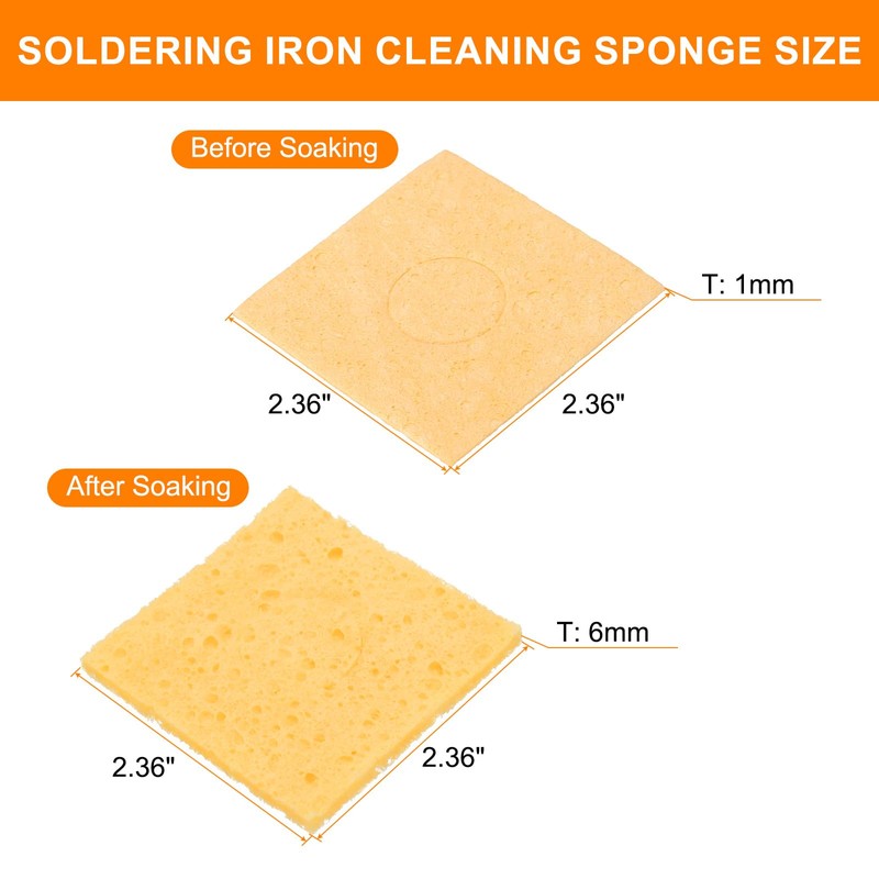 sourcing map 6pcs Soldering Iron Cleaning Sponge 2.36" x 2.36"