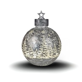formano Deko-Kugel Silber- Frosty 29cm mit LED Licht Timer Beleuchtete Glaskugel - Weihnachtsdekoration Tisch Regal Deko-Kugel 6h/18h Timer Weihnachtskugel zum Stellen