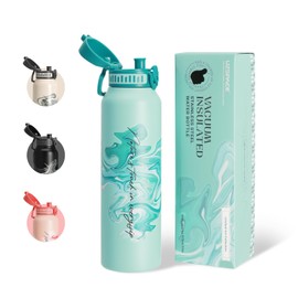UZSPACE Stainless Steel Water Bottle 1 L (970 ml), Insulated Double-Walled Sports Bottle with Flip Lid, One-Hand Opening, Leak-Proof, Water Bottle for Hiking, Sports, Fitness, Gym, Outdoor, Workout,