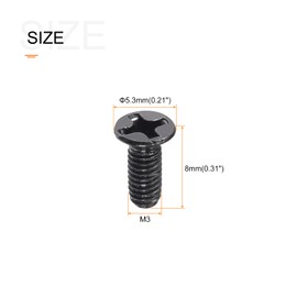 METALLIXITY Flat Head Machine Screws (M3 x 8mm) 150pcs, Carbon Steel Phillips Screws -for Home Office Appliance Equipment 3C Equipment Products，Black