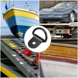 X AUTOHAUX 6pcs D Ring Tie Down Anchor 3mm Diameter Capacity D Rings Anchor Lashing Ring for Trailer Truck Boat RV ATV SUV Vehicle Cars Black