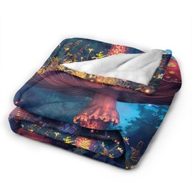 Mushroom Blanket for Girls Woman Red Mushroom Throw Blanket Magic Forest Mushroom Stuff Decor Merch Cozy Flannel Soft Warm Plush Lightweight Bedding Mushroom Gifts for Boy Man Sofa Bedding 50"X40"