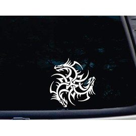 Tribal Celtic Dragons - 5 3/4" x 6 1/8" die Cut Vinyl Decal for Windows, Cars, Trucks, Tool Boxes, laptops, MacBook - virtually Any Hard, Smooth Surface