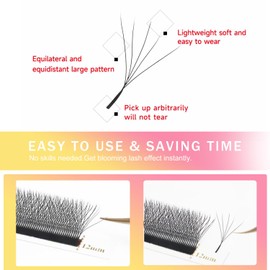 XIUSUZAKI W Lash Extensions Supplies 5D Eyelash Extensions W Shape 0.07mm Thickness C Curl 15mm Premade Fans Easy Fan Lashes Volume Matte Black 12 Rows Crisscross Eye Lashes(W-5D-0.07-C,15mm)