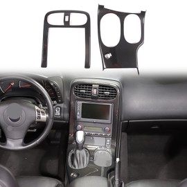 Moittellc Gear Shift Panel Trim Cover Compatible with Chevy Corvette C6 2005-2013, ABS Plastic Gear Shifter Console Anti-Scratch Frame Cover Accessories (Carbon Fiber Pattern)