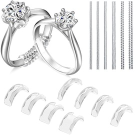 Ring Sizers for Loose Rings, 14 Pack Invisible Ring Size Adjuster Silicone, Ring Guards Spacer Tightener Resizer Fitter for Women Men, Make Ring Smaller Without Resizing Thick Band (Transparent-14PCS)