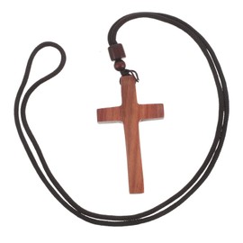 Operitacx Wooden Cross Pendant Necklace for Men Women Vintage Sandalwood Crucifix Jewelry for Everyday Wear Church Handcrafted Lightweight Memorable Present