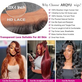 Arqyu 13x4 Body Wave Lace Front Wigs Human Hair 180% Density Body Wave HD Lace Front Wigs Human Hair 20 inch