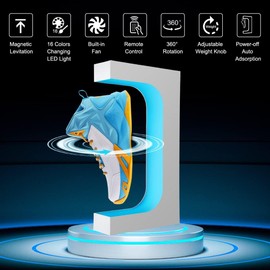 UKESULT Floating Sneaker Stand with Adjustable Light ,Levitating Shoe Display，Magnetic Levitation Shoe Rack ,Spinning Shoe Shelf Holder, Cool Home Decor , Shoe Collector Gift