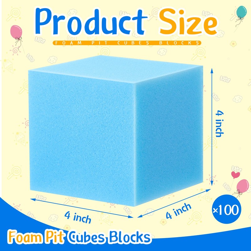 Treela 100 Pieces Foam Pit Blocks, Trampoline Padding for Gymnastics,