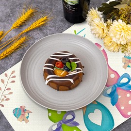 Niviy Green Blue Pink Rabbit Bunny Easter Placemats Set of 4, 12x18 Inch Spring Jesus Easter Table Mats for Holiday Party Kitchen Dining Room Decoration