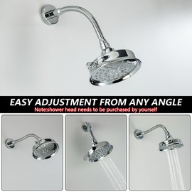 DOUBLUOEG Adjustable Shower Arm, Chrome 11.8 Inches Shower Head Extension Arm with Flange Flexible Memory Shower Head Pipe