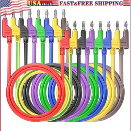 Peakelect 4mm Stackable Banana Plug to Banana Plug Test Leads 8PCS Silicone Cable Wires