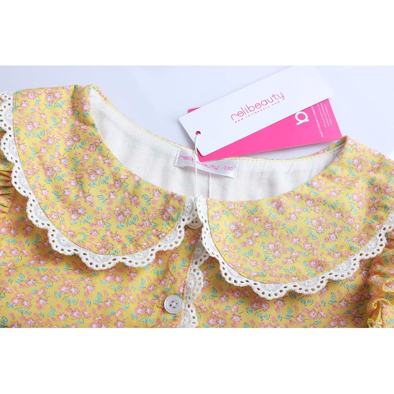 ReliBeauty Pioneer Girl Costume Colonial Prairie Dress Yellow 140
