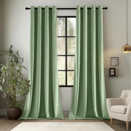 EMEMA Sage Green Velvet Curtains 84 Inch Length 2 Panels Set Room Darkening Luxury Curtains Grommet Thermal Insulated Drapes Window Curtains for Living Room W52 x L84