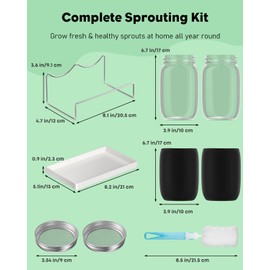 Pawfly Sprouting Kit, Wide Mouth 32 Oz (1000 mL) Mason Jars，2 Pack