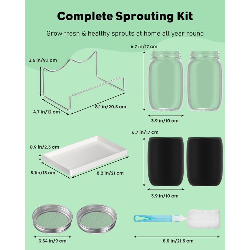Pawfly Sprouting Kit, Wide Mouth 32 Oz (1000 mL) Mason