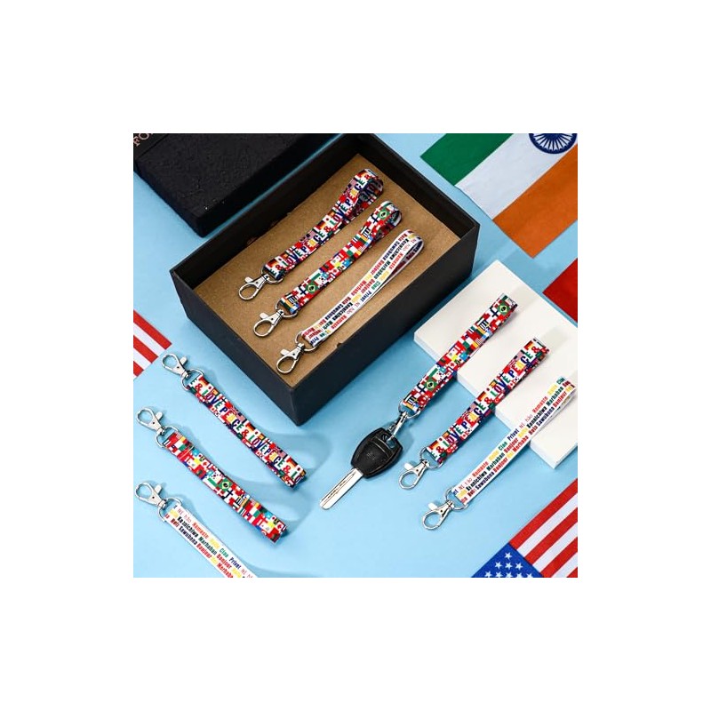 International Flags Lanyard Keychain - 72pcs for Celebrations