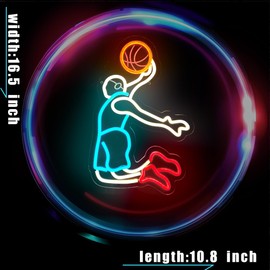 Basketball Player Neon Sign for Wall Decor,Sports LED Neon Light Sign with Dimmable for Game Room Bedroom Basketball Decor Birthday Gift for Kids Boy