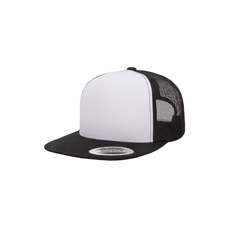 Yupoong Men's YP Classic Trucker Cap Front, Black/White/Black, OSFA