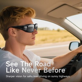 Each Cool Polarized Sunglasses Fit Over Glasses for Men & Women, UV400 TAC Anti-Glare HD Lenses Driving Sunglasses for Outdoor Activities & Driving (Glossy Black Frame/Dark Gray Lens)