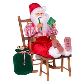 Kurt S. Adler Kurt Adler 16-Inch Kringle Klaus Sitting in Chair with Shoes Saying If You Can Read This, Bring Me a Glass Wine Santa, Multi