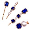 4 piezas clásico zafiro azul perla oro Bobby Pin decorativo