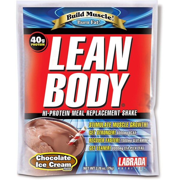 Lean Body MRP All-In-One Chocolate Meal Replacement Shake, 40g Protein, Whey Blend, 8g Healthy EFA's Fats & Fiber, 22 Vitamins and Minerals , No artificial color, Gluten Free, (80 MRP Packets)