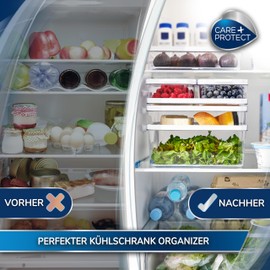 CARE + PROTECT Smart Food Container, Perfectly Stackable, Fridge Organiser, Protect Food From Moisture, Keep Food Fresh Longer 1.2L