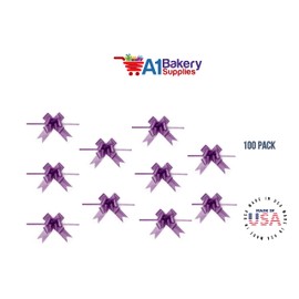 Butterfly Pull Bows 4" with 100 Pack by A1 Bakery supplies (Purple)