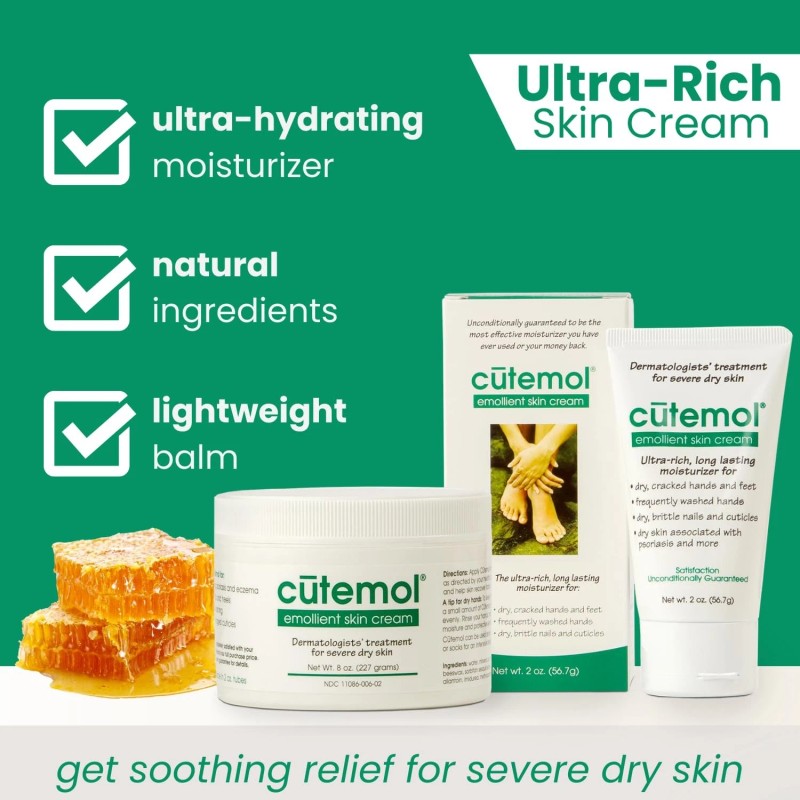 Pack de 2! Crema hidratante emoliente Cutemol, para eczema, psoriasis