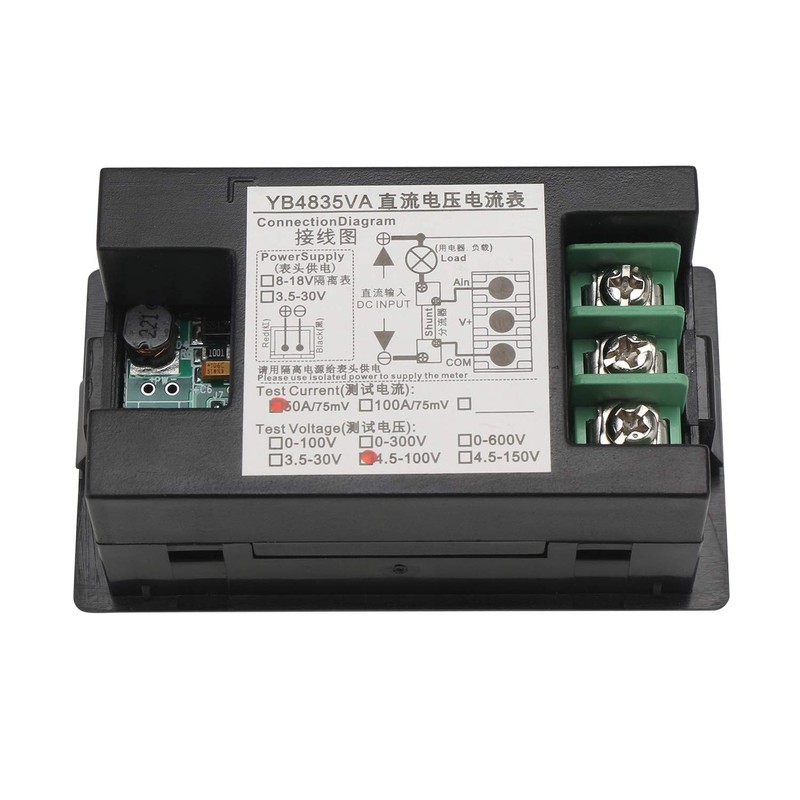 DROK 0.39" Current Voltage Tester DC 4.5-100V Digital Multimeter 0-50A