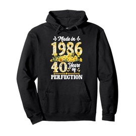 Made In 1986 Floral 40th Birthday Gifts 40 Years Old Women Pullover Hoodie