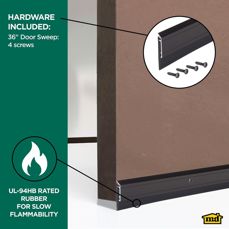 M-D Building Products 68254 All-Season Door Sweep, Heavy Duty Aluminum,