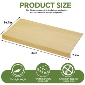 6-Pack PVC Composite Board Wire Rack Covers for Pantry - Imitation Wood-Look 33x16 Inch, Closet, Bathroom, Waterproof Scratch Resistant Easy Install, Wood Shelf Covers for Wire Shelving,(Oak Color)