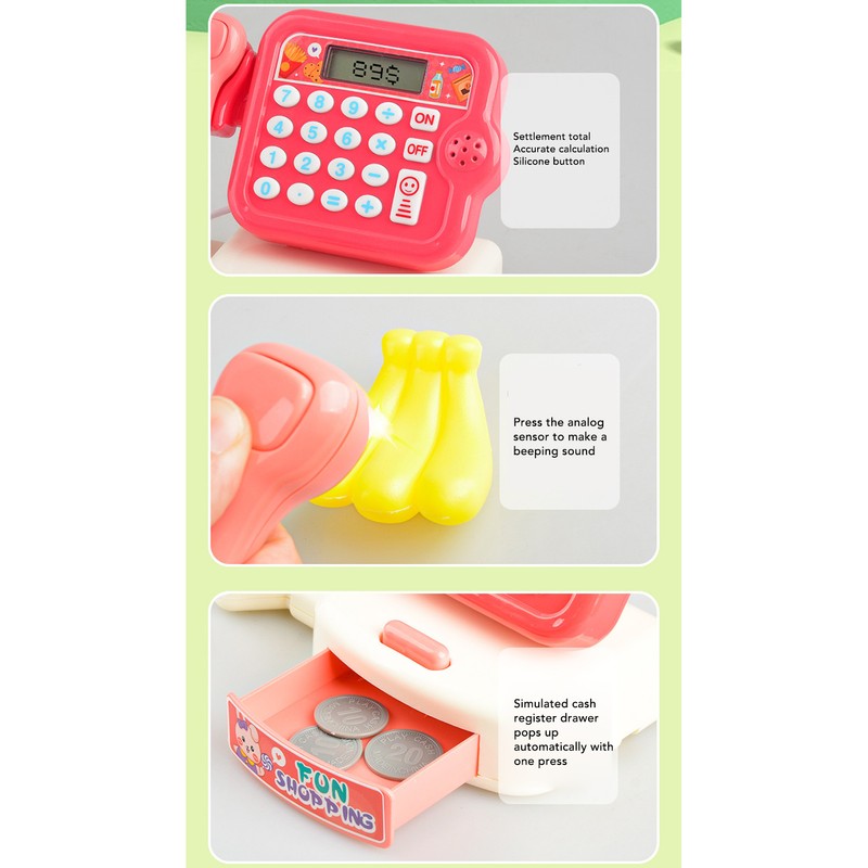 Cash Register Playset Stimulation Cosplay Learning Calculation Shopping Checkout Money