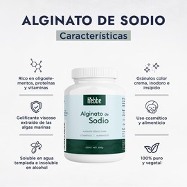 Hebbe - Alginato de Sodio, Gelificante y Espesante Natural para Cosméticos, 500 g