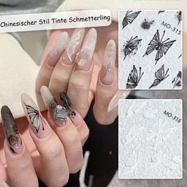 CALLYSONIC Nail Stickers, Pack of 2 Nail Stickers, Butterfly, Nail Stickers, Chinese Style, Butterfly Nail Stickers, Nail Stickers, Autumn Nail Stickers, Nail Design