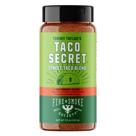 Fire & Smoke Society Taco Secret Taco Seasoning Mix | XLarge Bottle | Fajita Seasoning Mix, Carnitas, Meat, Mexican Spice Blend | MSG Free, Gluten Free, Non-GMO | 9.2 oz