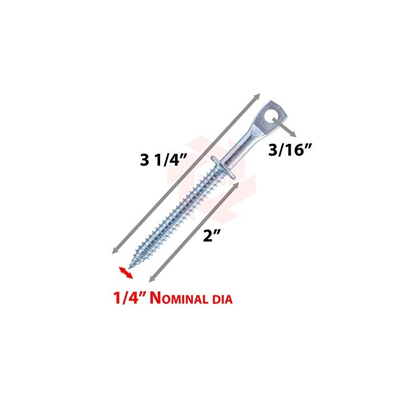 3.25" Eye Lag Self Tapping Sharp Point Dura-Screws Zinc (Qty