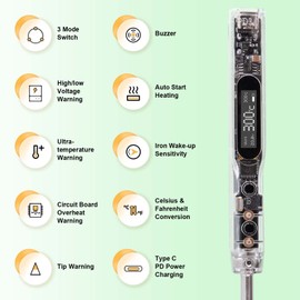 SEQURE SI012 Soldering Iron, 68W Electric Soldering Iron Kit Adjustable Temperature 212°F-842°F, 8S Fast Heating, Digital OLED, Auto Sleep, 19V Power Adapter, 2 Soldering Tips Portable Welding Tool