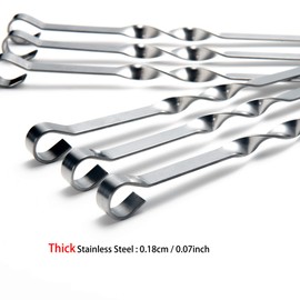 IMEEA Large 15.7" Brazilian Flat Kabob Skewers w/ 2/5'' Wide Blade Metal BBQ Barbecue Skewers Stainless Steel Shish Kebob Sticks Set Picanha for Grilling, Set of 6