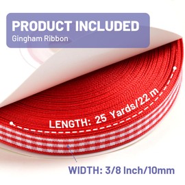 FAKILO Red Gingham Ribbon 3/8", 25 Yards Roll Red and White Buffalo Plaid Ribbon Polyester Check Ribbon for Christmas Gift Wrapping DIY Crafts Hair Accessories and Home Decor