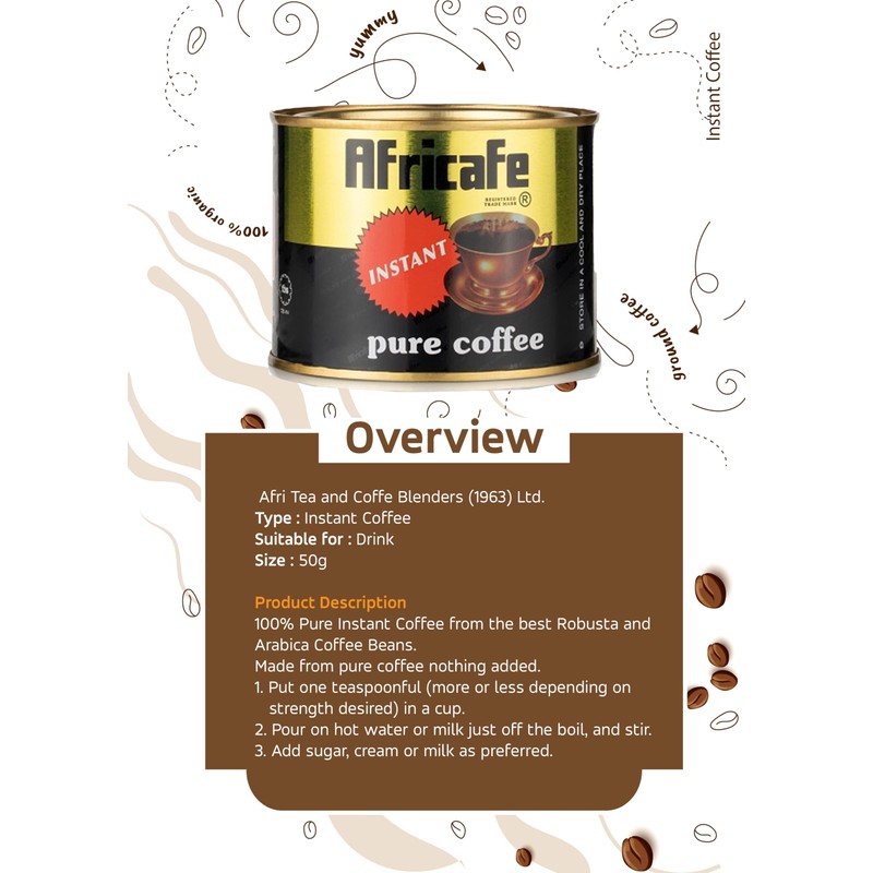 Organic Instant coffee AFRICAFE Unique - Premium Tanzania coffee -